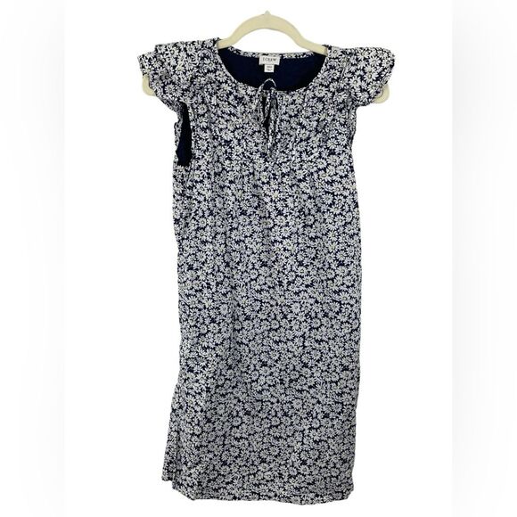 J.Crew Floral Printed Flutter-Sleeve Mini Dress Size 00 Navy White Yellow - Picture 1 of 9